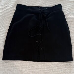 Madewell Black Lace Up Mini Skirt
